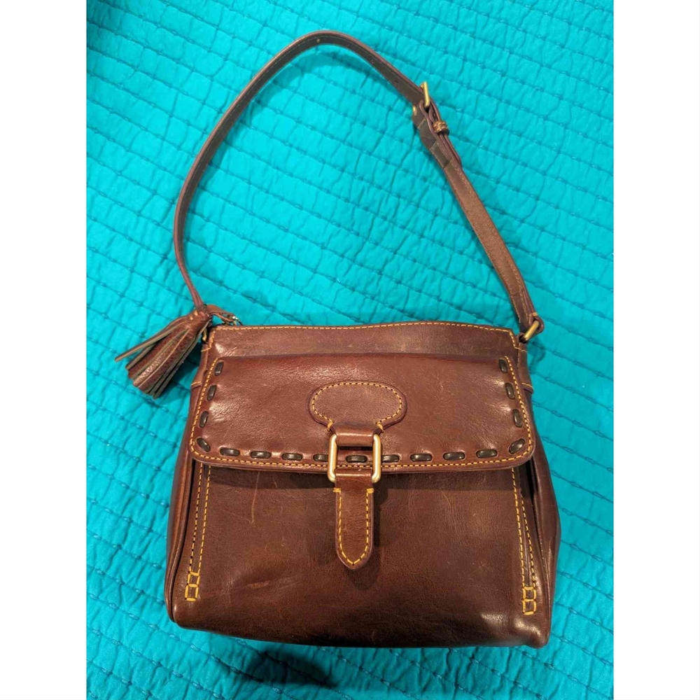 Patricia Nash Rich Brown Leather Shoulder Bag